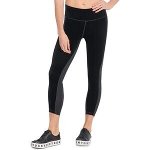 DKNY Sport Velvet Colorblocked High-Waist Leggings Black XS NEW